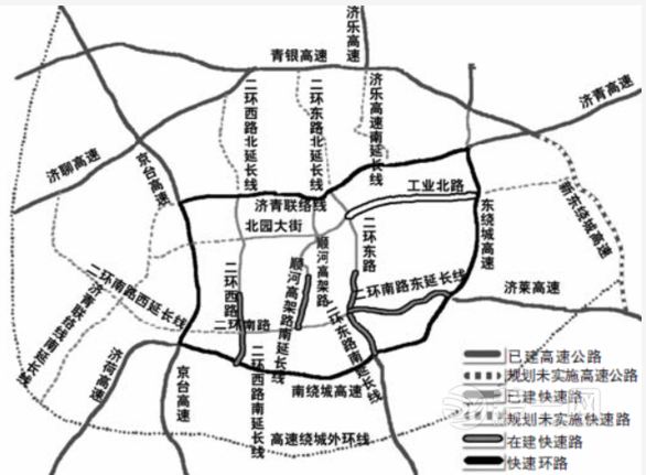 济南城区快速路规划图出炉 将建田字形快速路网格局